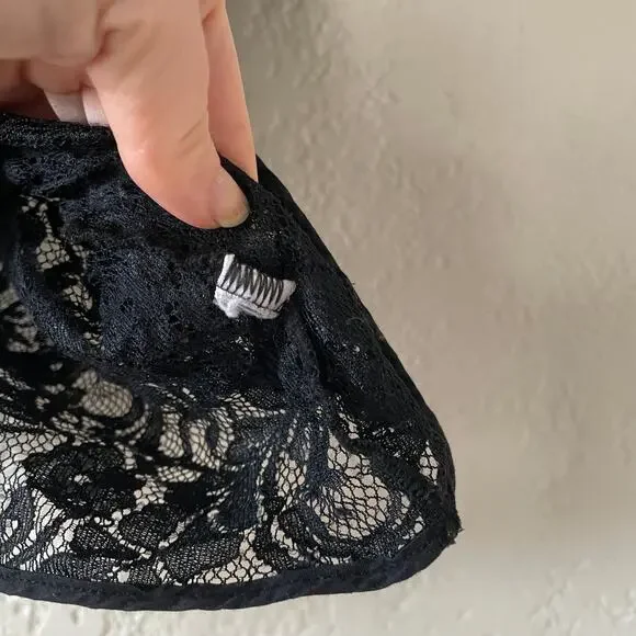 American Apparel Sheer Black Lace T-Shirt Short Sleeve Shirt Top - Picture 2 of 5